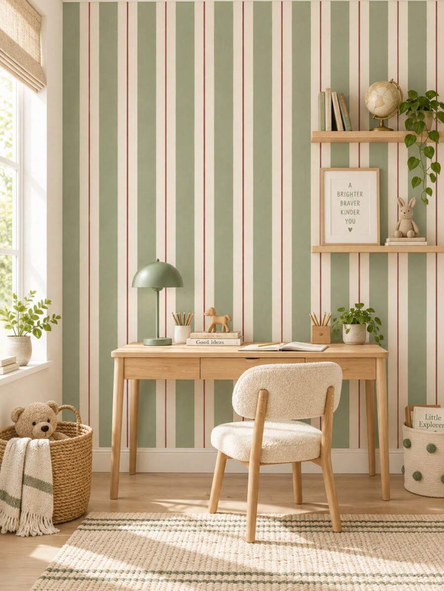 SUPSTICKER Vintage Hand-Painted Contrast Striped Torn Collage Wallpaper, Removable PVC Self-Adhesive Wall Sticker, 15.75*47.24 Inches/15.75*118.11 Inches, Suitable For Home Decor - Striped - View 1