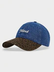1pc Contrast Color Leopard Print Casual Letter Decor Women's Baseball Cap - Multicolor - View 3