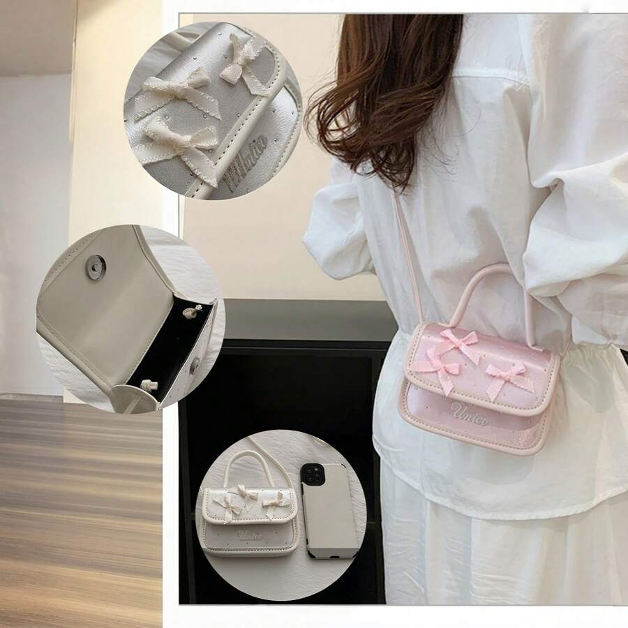 Dompet Koin dan Tas Ponsel Anak Perempuan Terbaru yang Modis, Serbaguna dan Ringan, Tas Selempang Satu Bahu, Tas Tangan dengan Pita yang Lucu - MultiWarna - View 1