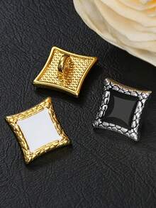 10pcs Black White Enamel Square Sew-On Buttons, Luxury Alloy Hand Sew Buttons For Jacket, Formal Suit DIY Accessories - Multicolor - View 5