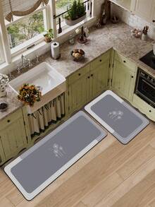 1 Pc Dandelion Pattern Kitchen Mat, 3.5 Mm Soft Rubber That Absorbs Water And Is Easy To Clean. Suitable For Corridors, Bathrooms, Living Rooms, Outdoor Door Mats, And Toilets. Useable Throughout The Year And For Various Holidays. - Multicolor - View 7