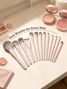 16pcs Makeup Brush Set, Super Soft Nylon Bristles Face & Eye Makeup Brushes, Suitable For Foundation, Blush, Concealer, Eyeshadow, Portable Complete Edition - Pink - View 5