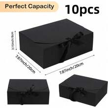 10pcs - Black Gift Boxes With Lids, Large, Medium, Small Sizes, Groomsman Proposal Boxes, Luxury Black Gift Boxes With Ribbons For Wedding Boxes, Birthday Boxes, Party Boxes, Christmas Boxes, Bridesmaid Boxes, Back To School Gift Boxes, Graduation Gifts, Valentine's Day Gift Boxes - Multiple Styles - View 12