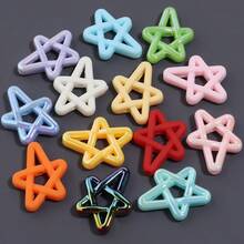 10pcs/Pack Acrylic Hollow Five-Pointed Star Vertical Hole Flat Beads 18*22mm Mixed Color Asymmetrical Star Pendants For Handmade DIY Phone Chain Keychain Bag Charm Colorful Beads - Random Color Mixing - View 8