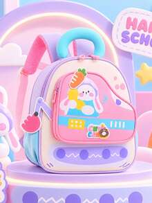 New Student Rabbit Backpack Schoolbag Textured Cartoon Fashionable Backpack - Purple - View 3