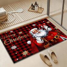 1pc Kitchen Floor Mat, Soft Faux Cashmere Material, Christmas New Year Theme Flannel Rug, Kitchen Entryway Anti-Slip Mat, Entrance Door Mat, Bedroom Door Mat, Suitable For Multiple Scenes Anti-Slip Floor Mat, Room Decor, Holiday Gift - Multicolor - View 6