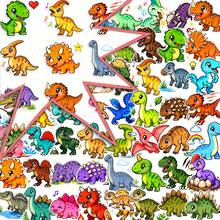 50Pcs Pixel Style Cute Dinosaur Stickers, Colorful Cartoon Dino Decals, Waterproof Stickers For Journal, Laptop, Water Bottle, Scrapbook, Aesthetic Craft Decor - Multicolor - View 10