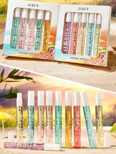 10 buc. spray parfumat din seria Vidomix, eliminator de mirosuri pentru textile și spray de prospețime, 4 arome disponibile, aromatizant de aer pentru interior/exterior, spray cu parfum energizant multistratificat, spray cu prospețime naturală de lungă durată, eliberează aroma elegantă Rio