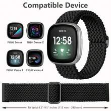 1 Pack Braided Nylon Bands Compatible With Versa 4/ Versa 3/Sense 2/Sense 1,Soft Stretchy Elastic Nylon Sport Loop Strap For Women Men - For  Versa 3/ Versa 4 - View 2