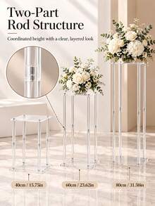 Clear Acrylic Flower Stand Wedding Floral Display Rack 20/40/60/80cm Four Heights Square Flower Column Wedding Table Centerpiece Decor Stand Party Banquet Floral Display Stand Event Decoration Clear Flower Rack - AA - View 5