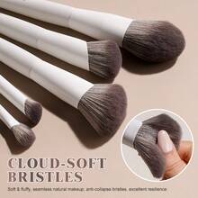 BS-MALL 12Pcs Professional Makeup Brush Set Luxury Grey White Vegan Face Cosmetic Tool Brushes With Bag - Light Grey - View 3