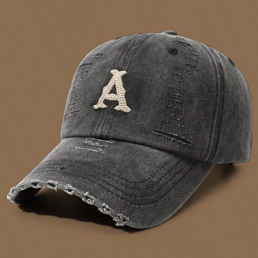 1pc Men's Washed Distressed Baseball Cap, Vintage Casual Duck Bill Hat For Daily Wear, Shopping, Travel And Gatherings - A - View 1