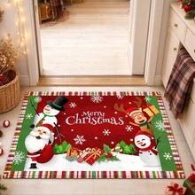 1pc Kitchen Floor Mat, Soft Faux Cashmere Material, Christmas Cartoon Pattern, Non-Slip Mat For Kitchen, Bathroom, Entrance, Bedroom, Multi-Scene Use, Room Decor, Holiday Gift - Multicolor - View 2