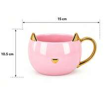HappyWare 3D Ceramic Cat Mug With Gold Handle 420ml - Pink - View 4