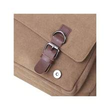 MENS MILITARY INSPIRED CANVAS LEATHER CROSSBODY BAG, VINTAGE SATCHEL SHOULDER MESSENGER FOR UNI TRAVEL CASUAL DAILY USE, HANDS-FREE ORGANISER - Khaki - View 3