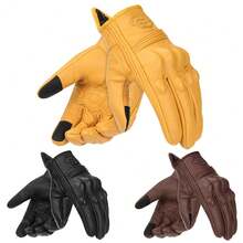 1 Pair Motorcycle Gloves Leather Riding Protective Cycling Gloves Full Finger Glove Racing Protection Touch Screen Motorbike Gloves Motorcross Anti-Fall Protection Cycling Accessiories Riding Essentials For Women Men Rider Gifts - Multicolor - View 2