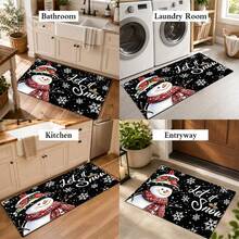 1pc Kitchen Floor Mat, Soft Faux Cashmere Material, Christmas Snowman Pattern, Non-Slip Kitchen Mat, Absorbent Bathroom Mat, Entryway Doormat, Bedroom Door Mat, Suitable For Multiple Scenarios, Room Decor, Holiday Gift - Multicolor - View 10