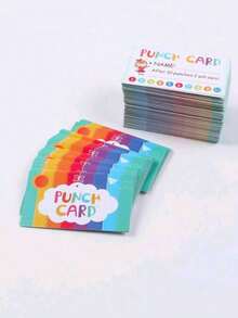 50pcs Punch Cards My Reward Cards, Suitable For Classroom, Student And Home Behavior Incentive Decoration, Cute Inspirational Cards, Creative Gift - White - View 3