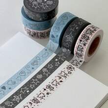 5pcs/Set Ins Style Silver Foil Star Washi Tape, Super Shiny Planner DIY Collage Decoration Polka Dot Five-Pointed Star Tape Roll - Multicolor - View 10
