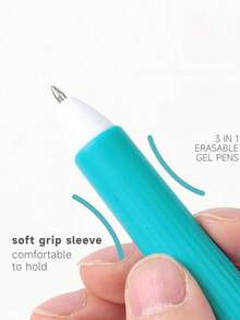 3/15pcs 3 Colors In One Heat Erasable Gel Pen, Retractable 0.6mm Erasable Ballpoint Pen, Ideal For Students' Homework, Note-Taking, Journaling, Kids - Multicolor - View 6