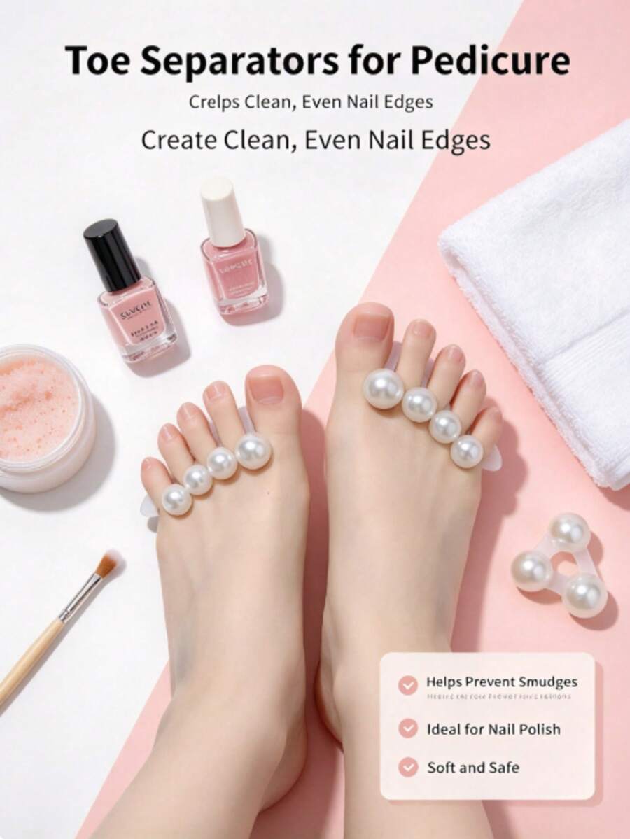 4/2/1pc Pearl Bubble Toe Separators, Round Head Toe Spreading Design, Non-Stick Nail Polish Coating Toe Separators, Portable Nail Art Tool, Suitable For Salon Or Home Foot Care Nail Painting - Multicolor - View 1