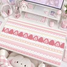 Pink Strawberry Cream Cake Leather Desk Mat Cute Y2K Style Korean Japanese Female Desk Mat Waterproof And Anti Slip PU Leather Office Desk Mat Gaming Mouse Mat - View 10