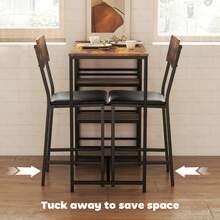 Three-Piece Compact Bar Table Set - Brown/Black - 1 - View 4