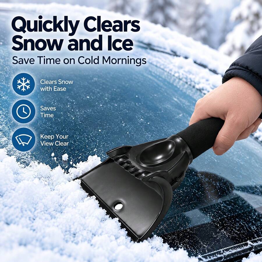 1pc Car Windshield Ice Scraper, Snow Removal Tool With Comfortable Handle, Frost Scraper For Clearing Ice And Snow From Vehicle Windows, Portable Winter Car Accessory, Suitable For SUV And Truck - Multicolor - View 1