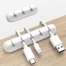 2pcs1set White/Black For Cable Clips Per Set, Flexible Cord Organizer, USB Wire Holder For Cable Management, Perfect For Desk, Car, Home & Office - Conventional - View 1