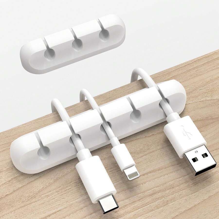 2pcs1set White/Black For Cable Clips Per Set, Flexible Cord Organizer, USB Wire Holder For Cable Management, Perfect For Desk, Car, Home & Office - Conventional - View 1