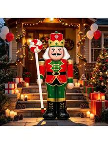 1pc Christmas Theme 62-Inch Standing Candy Nutcracker Aluminum Film Balloon, Christmas Mall Atmosphere Decoration, Indoor Theme Decoration Atmosphere Layout - Balloon - View 3