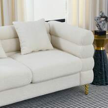 A Modern, Soft Cloud-Shaped Sofa Set With Elegant Metal Legs And Matching Decorative Pillows, Featuring A Wavy, Cloud-Like Backrest Design - White - View 2