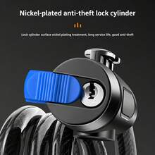 1pc Bicycle Lock, Includes 1 Key Ring And 2 Keys, 24.8 Inches Long, Coated Steel Cable Portable Fixed Lock, Suitable For Electric Bikes, Mountain Bikes And Regular Bicycles, Anti-Theft Steel Cable Chain Padlock - Multicolor - View 4