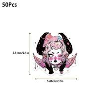 50Pcs Pink‑Purple Mystical Witchcraft Magic Pattern PVC Stickers, Sweet Cool Dark Fantasy Illustration Style, Waterproof PVC Material, Precise Die‑Cut, Tear‑Resistant, For Students & Journal Lovers, DIY Decoration For Journals, Water Bottles, Luggage, Notebooks PVC Decorative Stickers - Multicolor - View 11