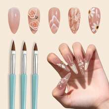 3pcs Nail Art Brush Set, Suitable For Nail Painting, Coating, Outlining Your Perfect Nail Style - Baby Blue - View 6