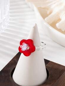 1pc Women's Floral Elastic Ring, Fashion Personalized Starfish Design, Elastic Hand Accessory For Daily Wear - Flower - View 8