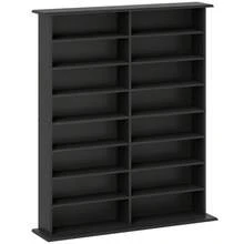 16-Compartment Media Shelf - Black - Black + Engineered Wood - View 8