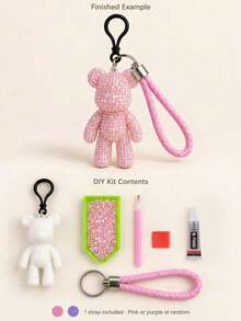 1pc DIY Rhinestone Bear Pendant Handmade Kit, Shiny Crystal Bead Bear Pendant With Wrist Strap, Handmade Bag Charm Keychain Accessory, Suitable For DIY Crafts, Birthday Gifts, Holiday Gifts, Party Favors And Travel - Multiple Styles - View 17