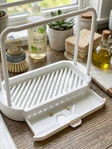 2pcs Kitchen Sink Organizer Rack With Dish Cloth Hanging Bar And Water Tray, Black Sponge Holder For Countertop, Dish Cloth Drying Rack For Kitchen Organization, Plastic Dish Cloth Drying Rack With Drainage Tray, Double Layer Kitchen Sink Organizer And Sponge Rack, Countertop Storage Rack For Dish Cloth And Small Kitchen Storage, Also Suitable For Storage, Outdoor Garden Decoration, Fan Decoration, Room Decoration - Multicolor - View 10