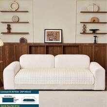 1pc Washable Non-Slip Warm In Autumn And Winter Sofa Cover, Suitable For Single, Double, Three-Person And Four-Person Sofas. Quilted Design, Magnetic Closure, Pet-Friendly Protection - Flannel Sofa Cover - White - View 12