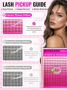 RITALASH RITA 120PCS Natural Lash Clusters, Idol Wispy Lashes,Seamless Mascara Look Untra-Thin 0.03mm Clear Band,Beginner-Friendly,Poke-Free Comfort,Featherlight Fibers,Daily Attendance,Eyelash Clusters,10-16mm - View 8