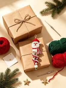 1 Set DIY Christmas Spiral Crochet Ornament Kit, Handmade Santa Claus Snowman Christmas Tree Hanging Decor, Crochet Doll Set, Suitable For Beginners, Holiday Handmade Gift - A-multi-color - View 5