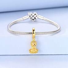 18K Gold Plated Buddha Pendant Charm With Universal Clasp, Compatible With Original Bracelets, Necklaces, Bangles, Beads, DIY Jewelry Making Design, Jewelry Gift For Women And Girls - Gold - View 6