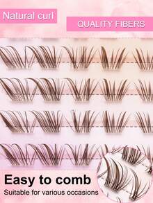 80 Clusters Brown Self Adhesive False Eyelashes, Japanese Korean Style Lashes No Glue Needed, Slender Wispy Lash Clusters, Soft Defined Hair, Lightweight Elongated Eye Look, Easy DIY Segmented Lashes For Daily Makeup - C - View 4