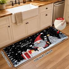 1pc Kitchen Floor Mat, Soft Faux Cashmere Material, Christmas Snowy Night Pattern Non-Slip Floor Mat, Suitable For Kitchen, Bathroom, Doorway, Bedroom Entrance, Holiday Atmosphere Decorative Mat, Multi-Scene Use Non-Slip Floor Mat, Room Decoration, Holiday Gift - Multicolor - View 12