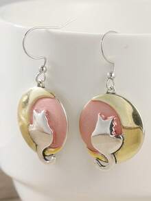 Fashionable Moon Cat Pendant Earrings, Women's Wedding Party Daily Versatile Accessory - Multicolor - View 6
