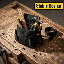 1件工具腰包，17格多層多口袋大容量工具袋，加厚耐磨牛津布，加固縫線，多工具掛載設計，可調節腰帶，適合電工、木工、建築工人、維修技術人員，便攜式工具收納袋，適用於扳手、螺絲起子、捲尺及各種五金工具 - JH-836-黑色 - 查看 9