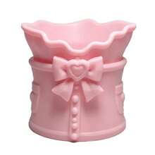 Cute Bow Satin Makeup Brush Holder, 3D Printed Storage Ornament, Bow Pen Holder, Pleated Silky Cosmetic Storage Cup, Decorative Desktop Storage Container Suitable For Vanity, Girls Makeup Accessories - Multicolor - View 6