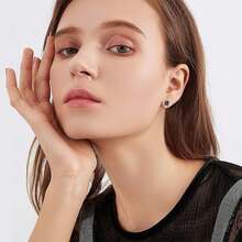 CIZME Stud Earrings - Non Piercing Fake Clip On Earring Stainless Steel Hypoallergenic Ear Rings For Women, Fashion Diamond Design, Silver/Black Styles - Multicolor - View 5