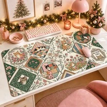 1pc Vintage Framed Floral Cat Desk Mat, Multi-Purpose Makeup Nail Art Table Pad, Large Non Slip Desktop Protector S/M/L/XL - View 5